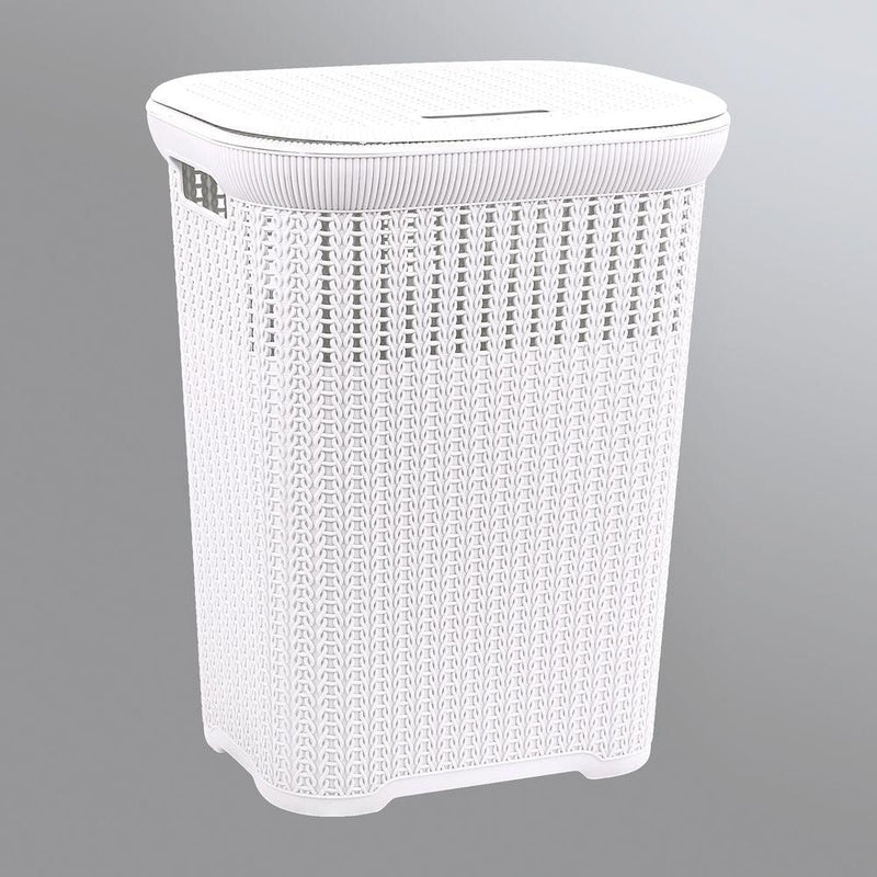 50L Knitted Laundry Hamper White