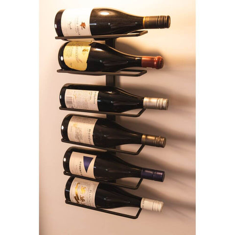 6 Bottle Wall Mounted Wine Rack Matte Black