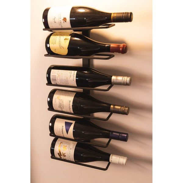 6 Bottle Wall Mounted Wine Rack Matte Black