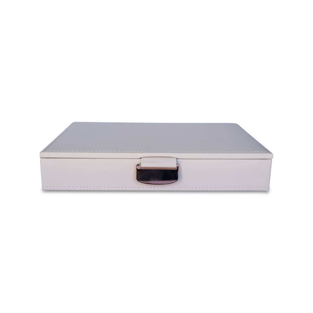 8 Compartment Lidded Leather and Velvet Jewellery Box Blush - WARDROBE - Jewellery Storage - Soko and Co