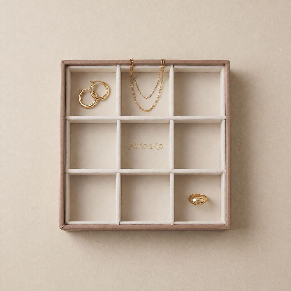 Atelier Stacking Jewellery Tray Set with Lid Taupe - WARDROBE - Jewellery Storage - Soko and Co