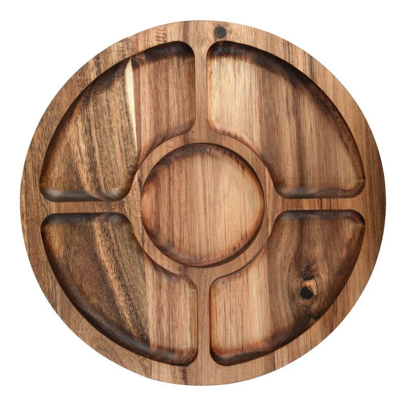 Acacia Wood 5 Compartment Round Grazing Platter With Lid - LIFESTYLE - Picnic - Soko and Co