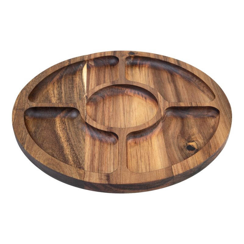 Acacia Wood 5 Compartment Round Grazing Platter With Lid - LIFESTYLE - Picnic - Soko and Co