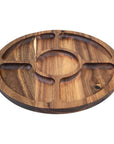 Acacia Wood 5 Compartment Round Grazing Platter With Lid - LIFESTYLE - Picnic - Soko and Co