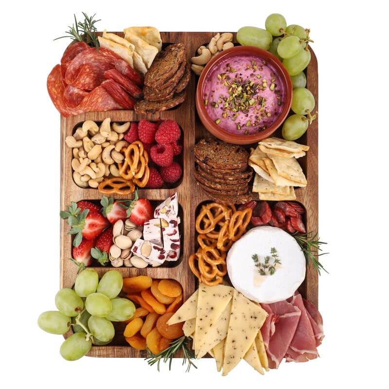 Acacia Wood 6 Compartment Grazing Platter - LIFESTYLE - Picnic - Soko and Co