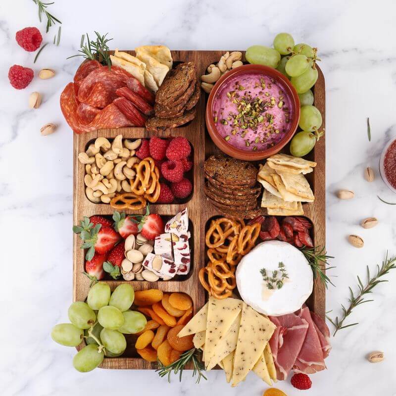 Acacia Wood 6 Compartment Grazing Platter - LIFESTYLE - Picnic - Soko and Co