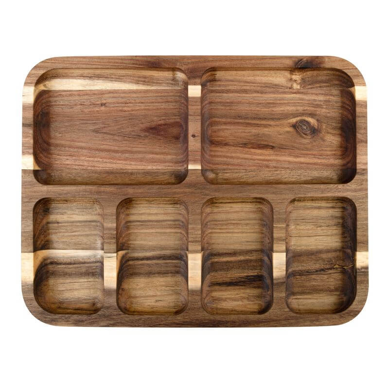 Acacia Wood 6 Compartment Grazing Platter - LIFESTYLE - Picnic - Soko and Co