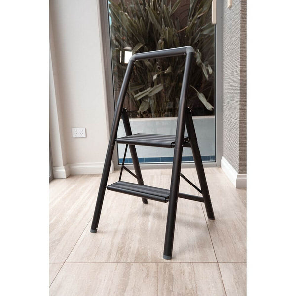 Alu Design 2 Step Compact Step Ladder Black