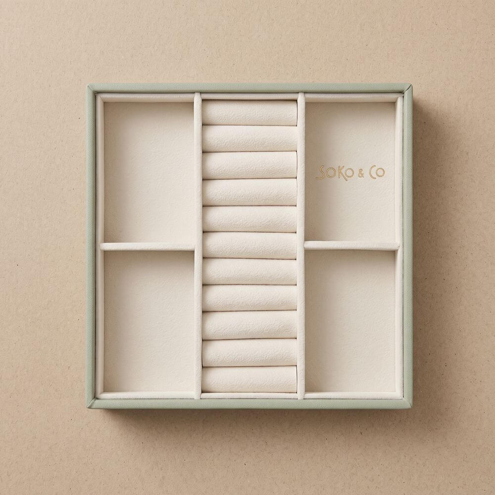 Atelier Stacking Jewellery Tray Set with Lid Sage - WARDROBE - Jewellery Storage - Soko and Co