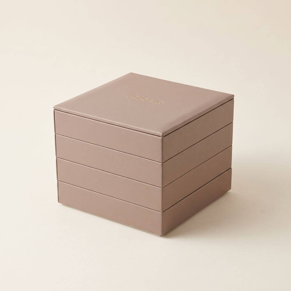 Atelier Stacking Jewellery Tray Set with Lid Taupe - WARDROBE - Jewellery Storage - Soko and Co