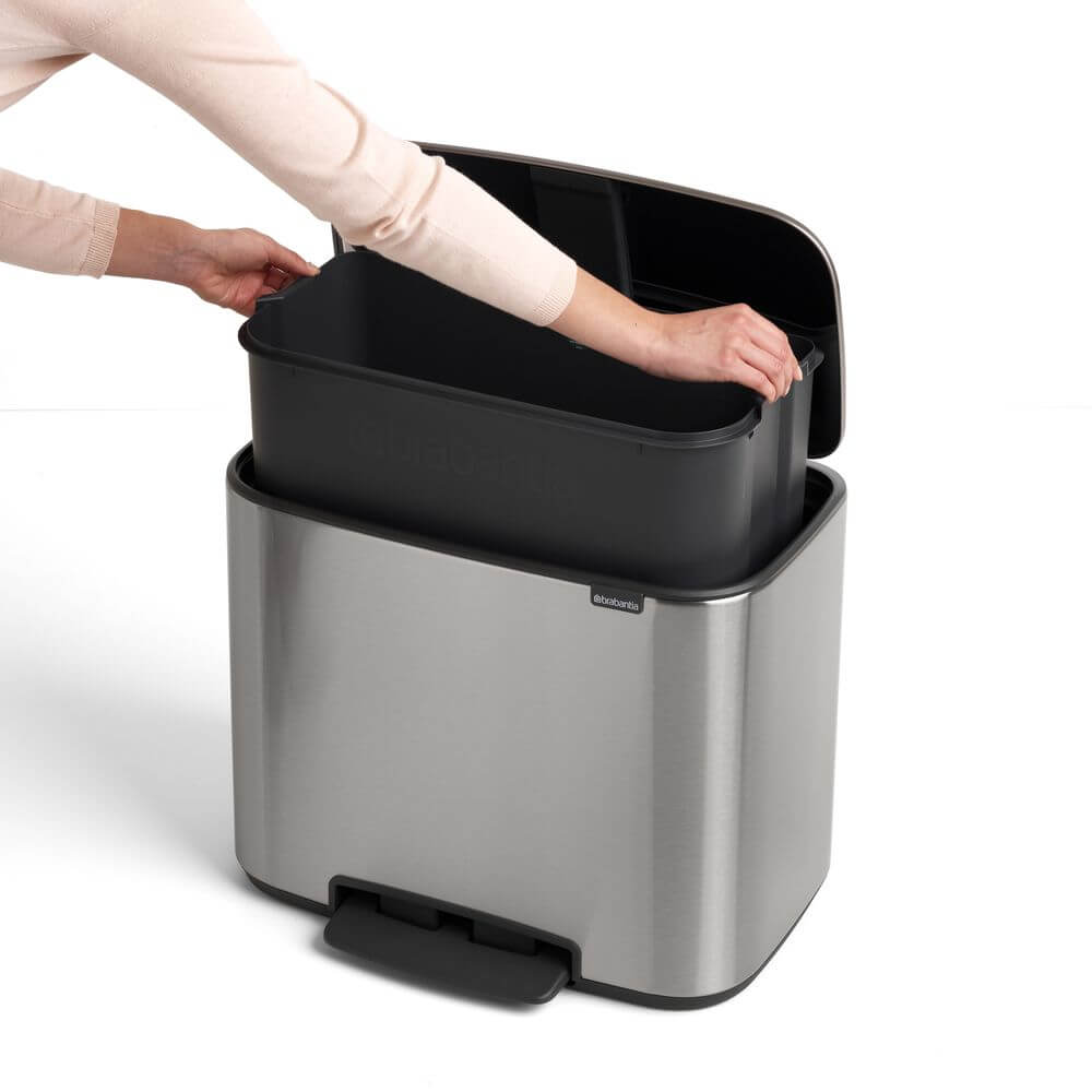 Brabantia 36L Bo Kitchen Rubbish Pedal Bin Matte Steel - KITCHEN - Bins - Soko and Co
