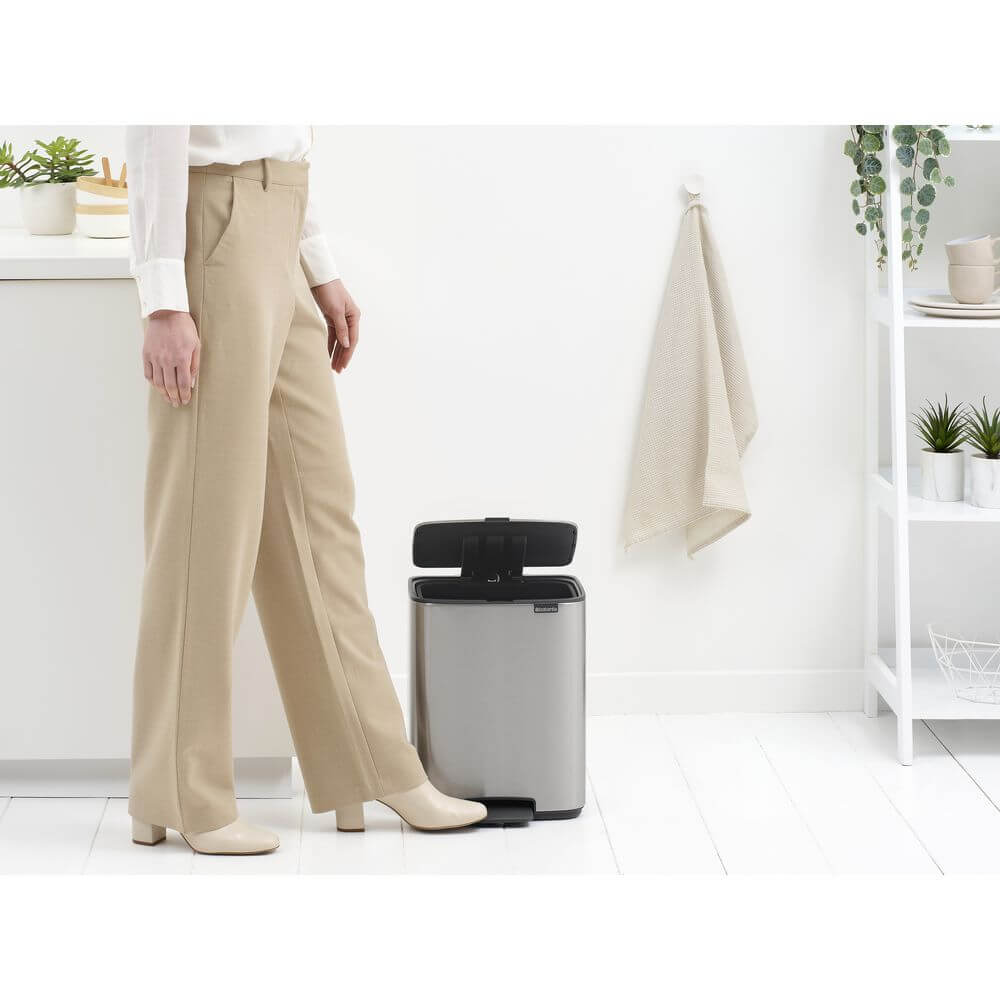 Brabantia Bo Pedal Bin 12L Matt Steel - KITCHEN - Bins - Soko and Co