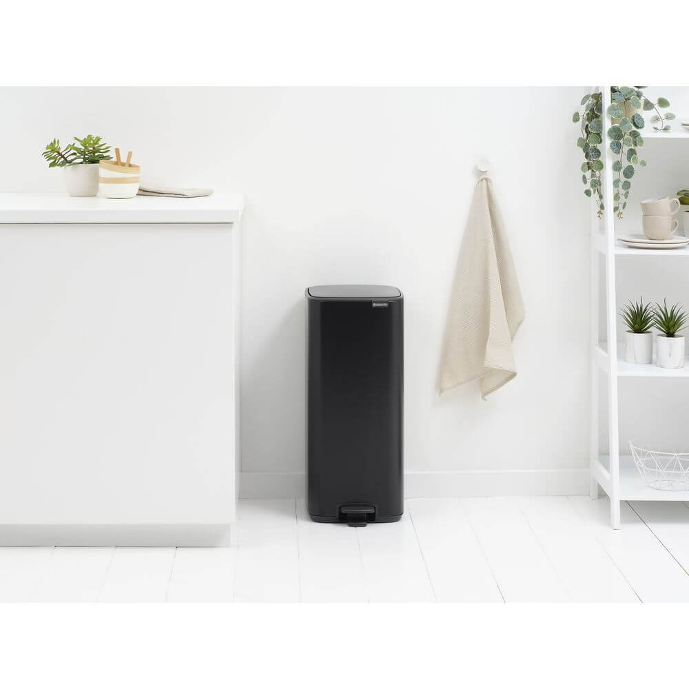 Brabantia Bo Pedal Bin 30L Matt Black - KITCHEN - Bins - Soko and Co