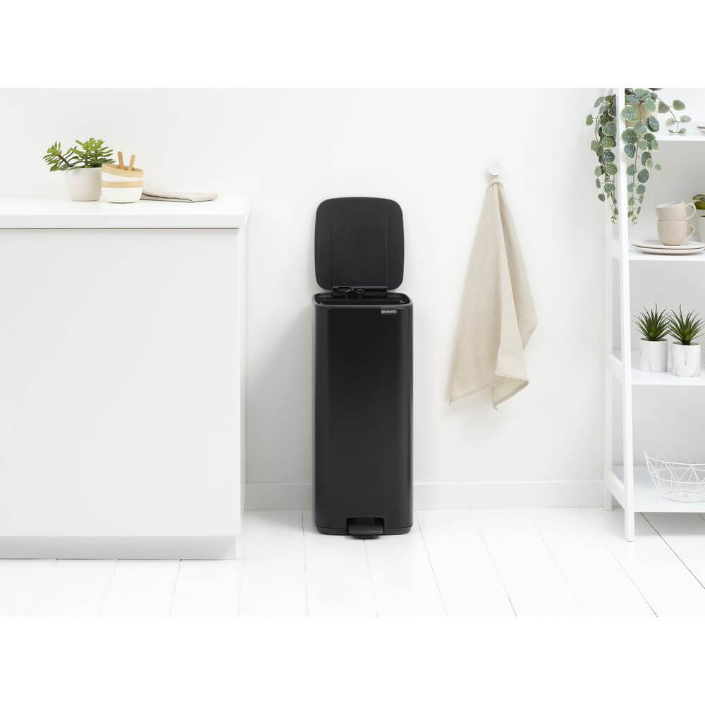 Brabantia Bo Pedal Bin 30L Matt Black - KITCHEN - Bins - Soko and Co