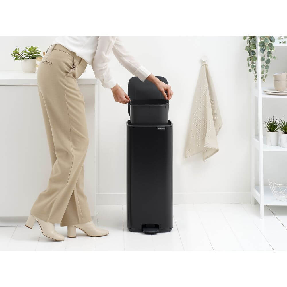 Brabantia Bo Pedal Bin 30L Matt Black - KITCHEN - Bins - Soko and Co