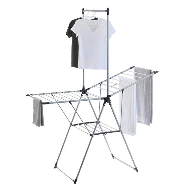 Deluxe A-Frame Clothes Airer with Top Hanging Rail Grey