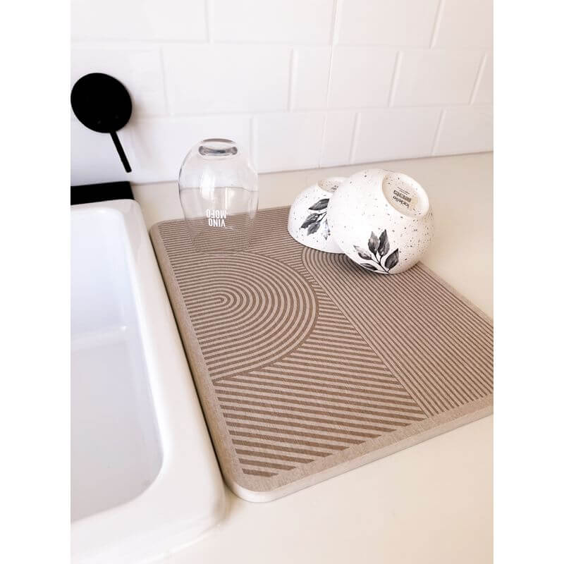 Dia Stone Dish Drying Mat Beige - KITCHEN - Dish Racks and Mats - Soko and Co