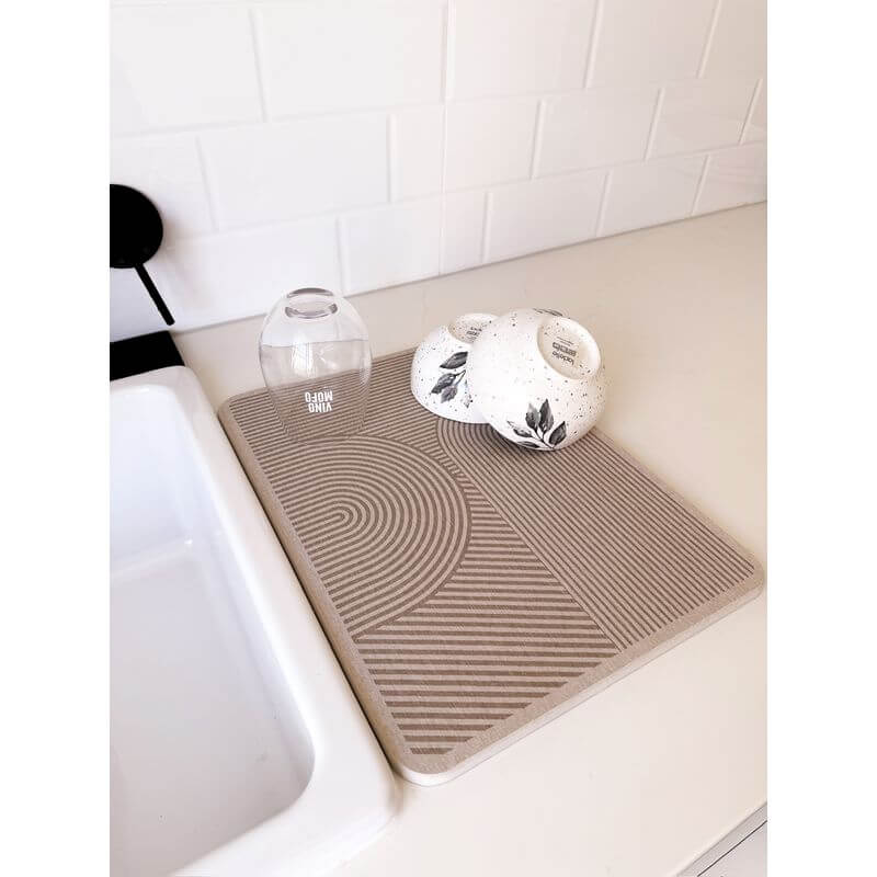 Dia Stone Dish Drying Mat Beige - KITCHEN - Dish Racks and Mats - Soko and Co