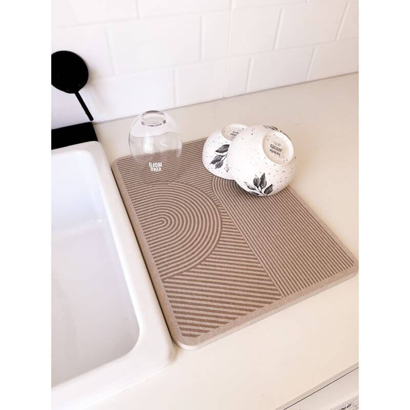 Dia Stone Dish Drying Mat Beige - KITCHEN - Dish Racks and Mats - Soko and Co
