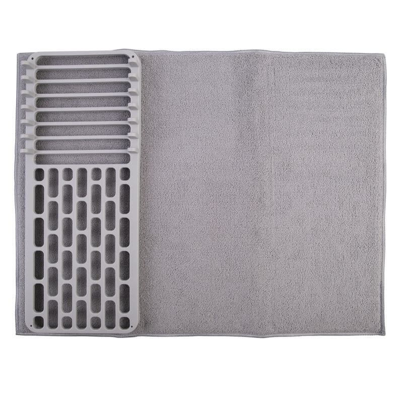 Drying Mat With Removable Rack Grey - KITCHEN - Dish Racks and Mats - Soko and Co