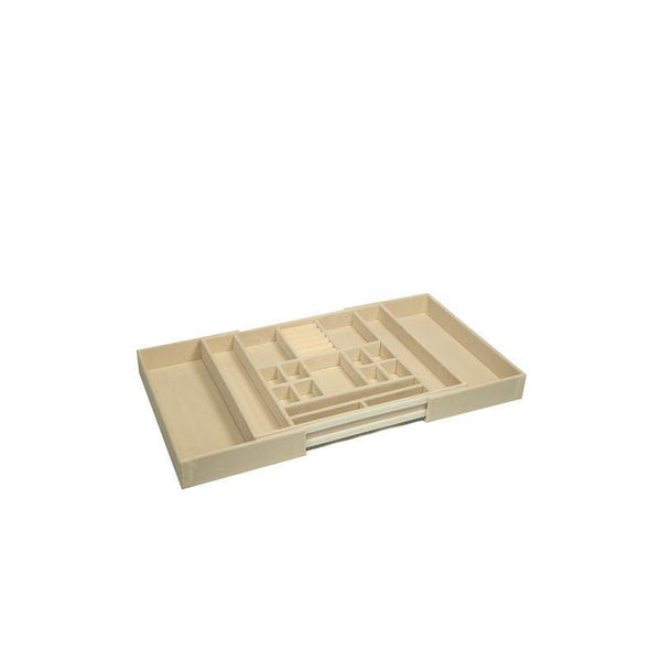 Expandable In-Drawer Velvet Jewellery Tray White