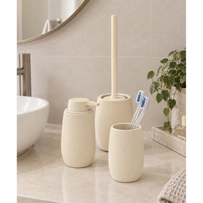 Fablo 3 Piece Ceramic Bathroom Accessories Set Cream - BATHROOM - Bathroom Accessory Sets - Soko and Co