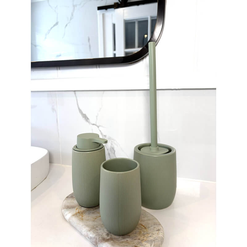 Fablo 3 Piece Ceramic Bathroom Accessories Set Green - BATHROOM - Bathroom Accessory Sets - Soko and Co