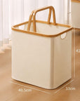 Fabric Laundry Basket with Bamboo Handles Large Cream - HOME STORAGE - Baskets and Totes - Soko and Co