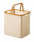 Fabric Laundry Basket with Bamboo Handles Large Cream - HOME STORAGE - Baskets and Totes - Soko and Co