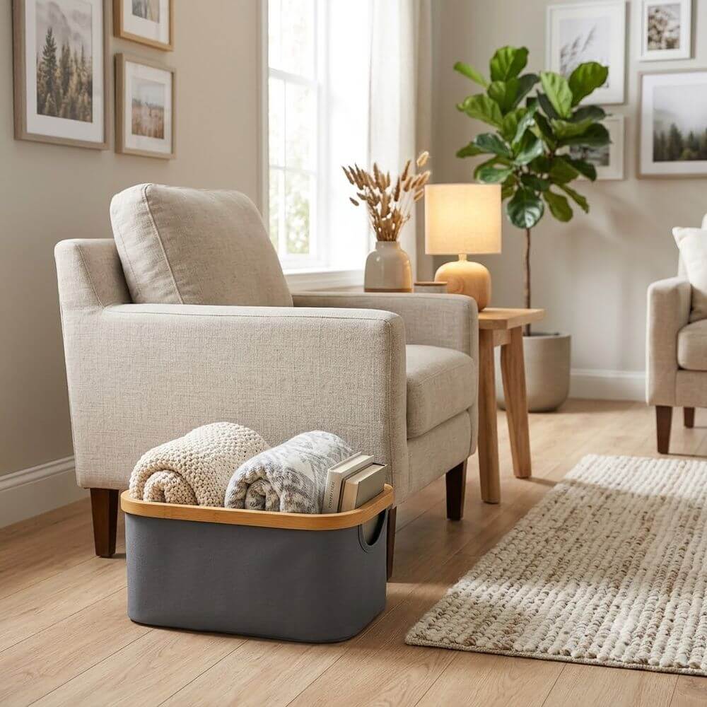 Fabric Storage Basket Small Grey - HOME STORAGE - Baskets and Totes - Soko and Co