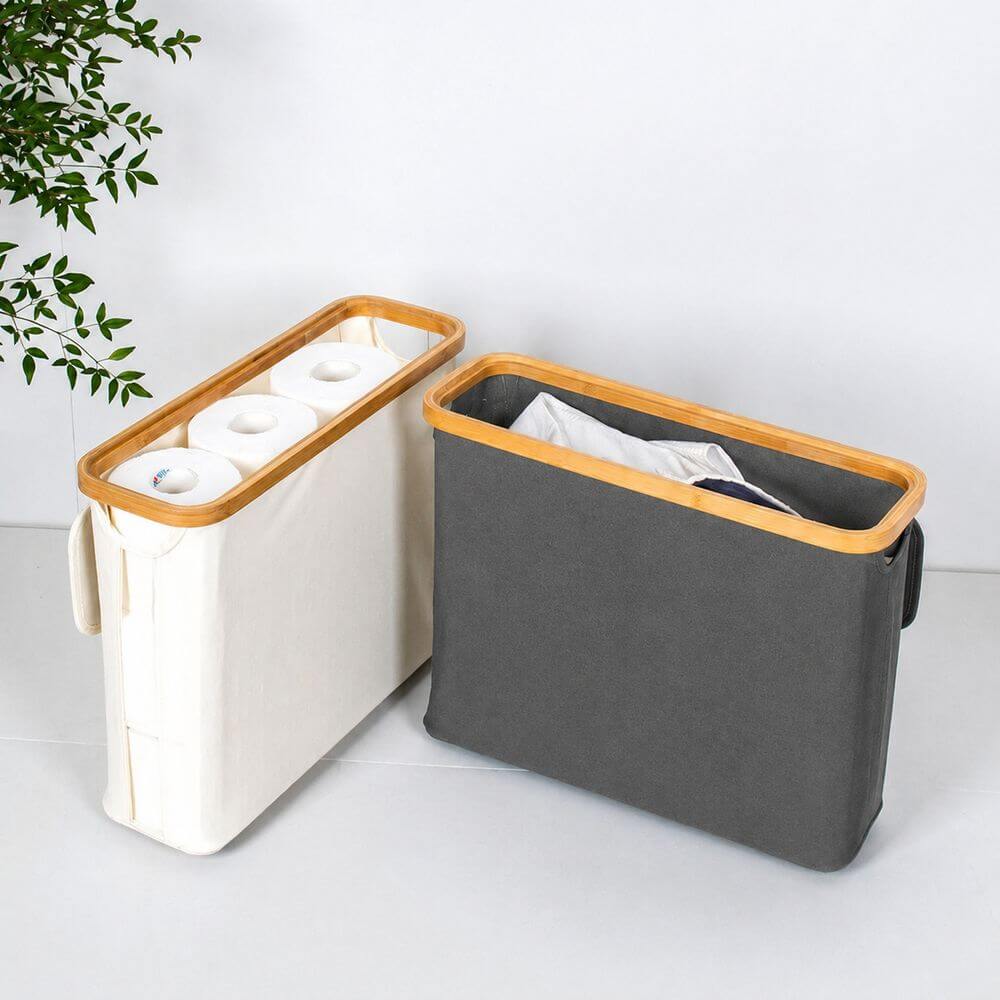 Fabric Toilet Roll Storage Basket Grey - BATHROOM - Toilet Roll Holders - Soko and Co