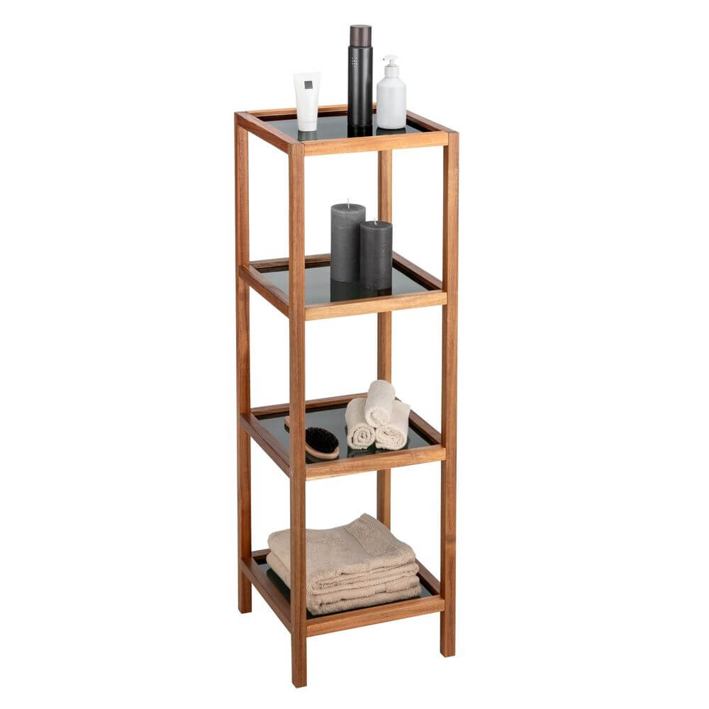 Fern Wood &amp; Glass 4 Tier Shelving Unit - HOME STORAGE - Shelves and Cabinets - Soko and Co