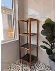 Fern Wood & Glass 4 Tier Shelving Unit - HOME STORAGE - Shelves and Cabinets - Soko and Co