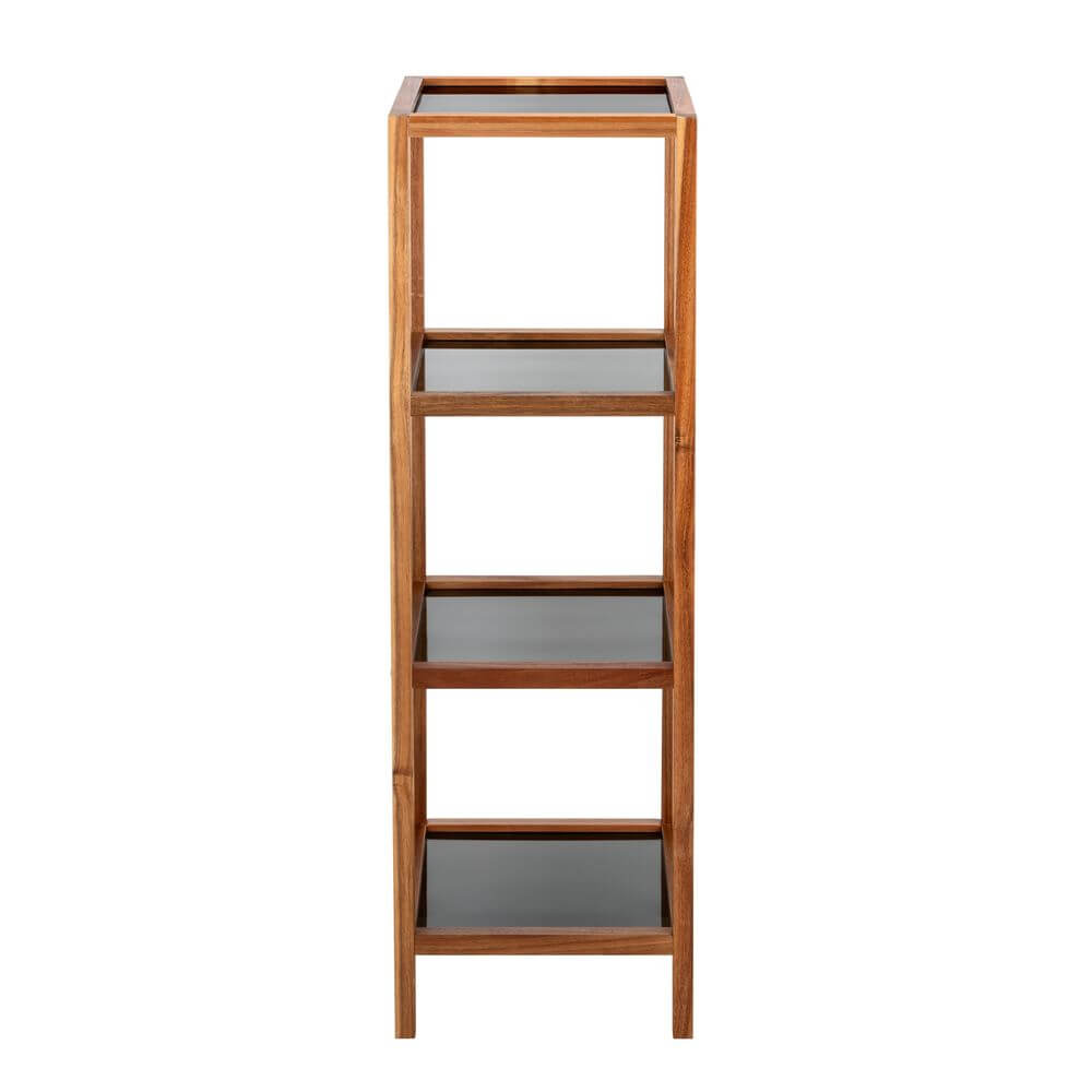 Fern Wood &amp; Glass 4 Tier Shelving Unit - HOME STORAGE - Shelves and Cabinets - Soko and Co