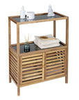 Fern Wood & Glass Shelf and 2 Door Cabinet - HOME STORAGE - Shelves and Cabinets - Soko and Co