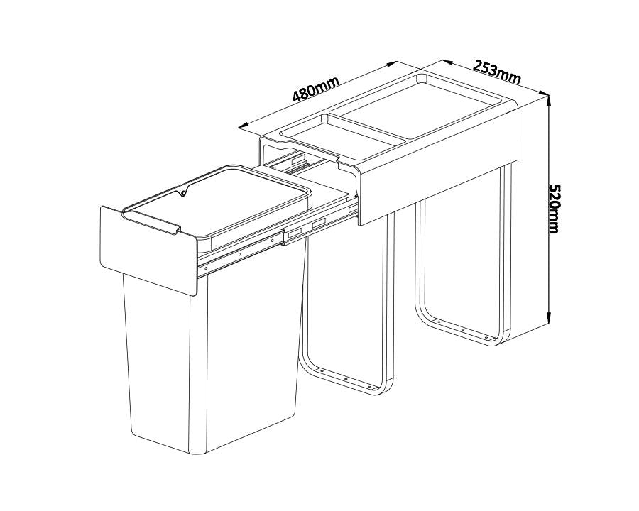 Heavy Duty 30L Single Pull Out Kitchen Bin with Soft Close Glider - KITCHEN - Bins - Soko and Co