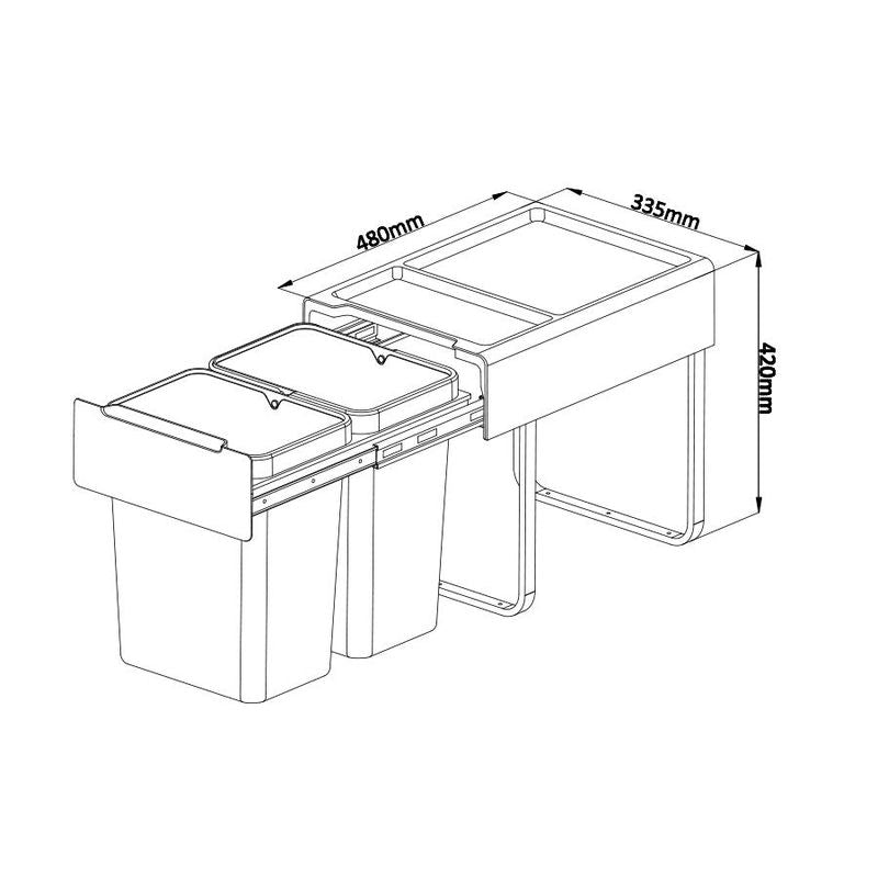 Heavy Duty 40L Pull Out Kitchen Bin with Soft Close Glider - KITCHEN - Bins - Soko and Co