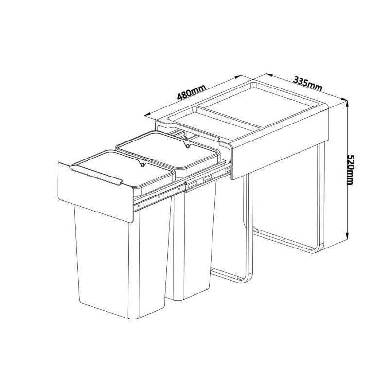 Heavy Duty 52L Pull Out Kitchen Bin with Soft Close Glider - KITCHEN - Bins - Soko and Co