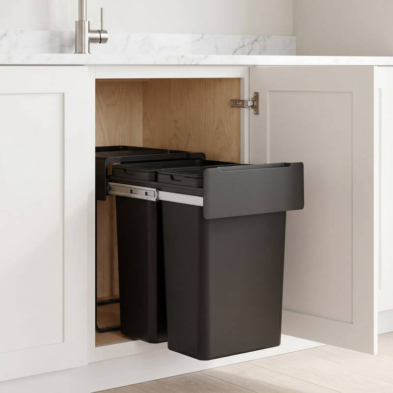 Heavy Duty 60L Pull Out Kitchen Bin with Soft Close Glider - KITCHEN - Bins - Soko and Co