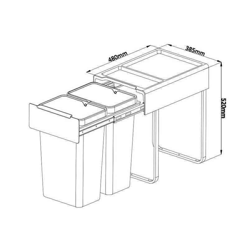Heavy Duty 60L Pull Out Kitchen Bin with Soft Close Glider - KITCHEN - Bins - Soko and Co
