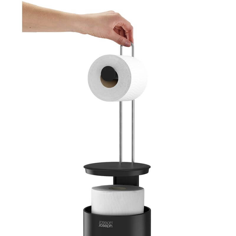 Joseph Joseph EasyStore Toilet Roll Holder Matt Black - BATHROOM - Toilet Roll Holders - Soko and Co
