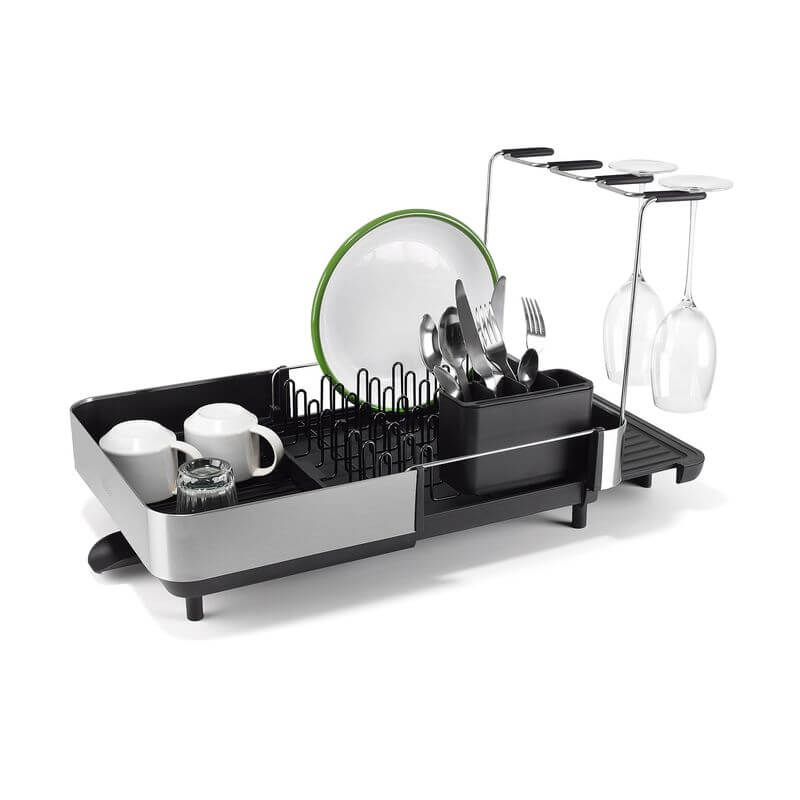 Joseph Joseph Extend Plus Expandable Black Dish Drainer with Wine Glass Rack - KITCHEN - Dish Racks and Mats - Soko and Co