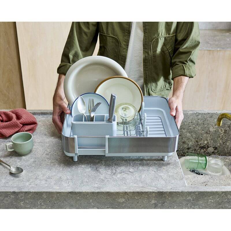 Joseph Joseph Extend Plus Expandable Stone Dish Drainer with Wine Glass Rack - KITCHEN - Dish Racks and Mats - Soko and Co