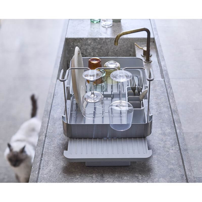 Joseph Joseph Extend Plus Expandable Stone Dish Drainer with Wine Glass Rack - KITCHEN - Dish Racks and Mats - Soko and Co