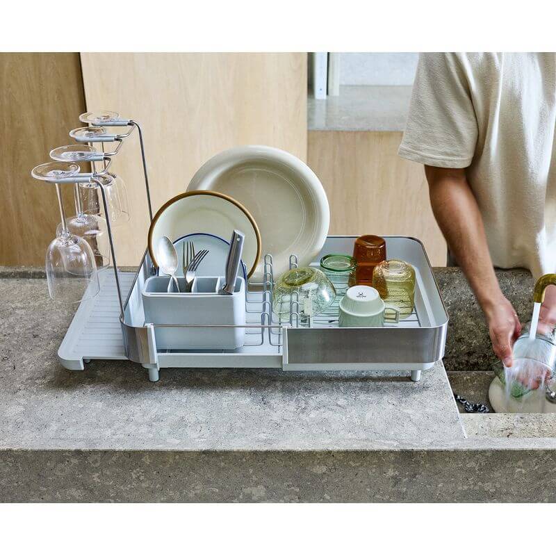 Joseph Joseph Extend Plus Expandable Stone Dish Drainer with Wine Glass Rack - KITCHEN - Dish Racks and Mats - Soko and Co