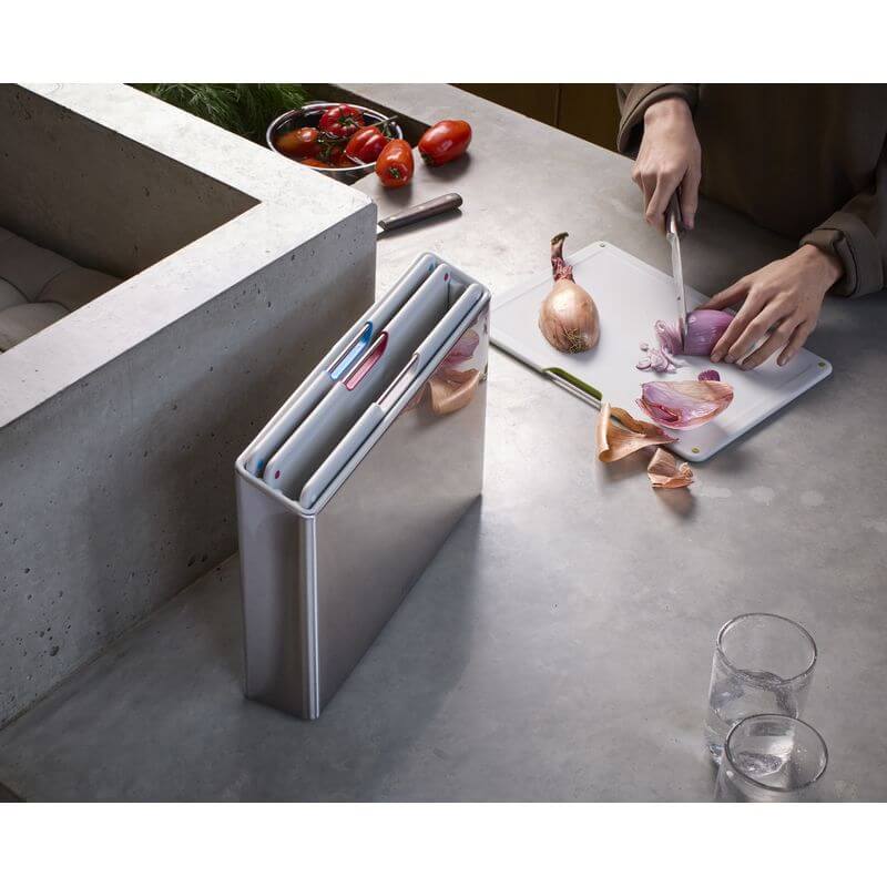 Joseph Joseph Folio 4 Piece Stone Chopping Board Set With Steel Case - KITCHEN - Bench - Soko and Co