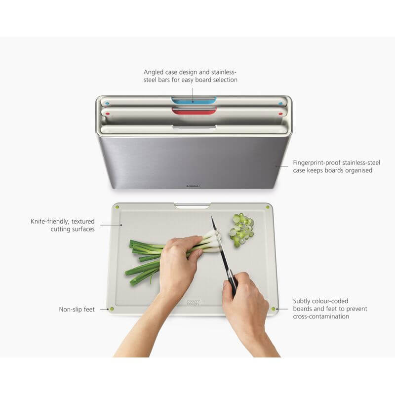 Joseph Joseph Folio 4 Piece Stone Chopping Board Set With Steel Case - KITCHEN - Bench - Soko and Co