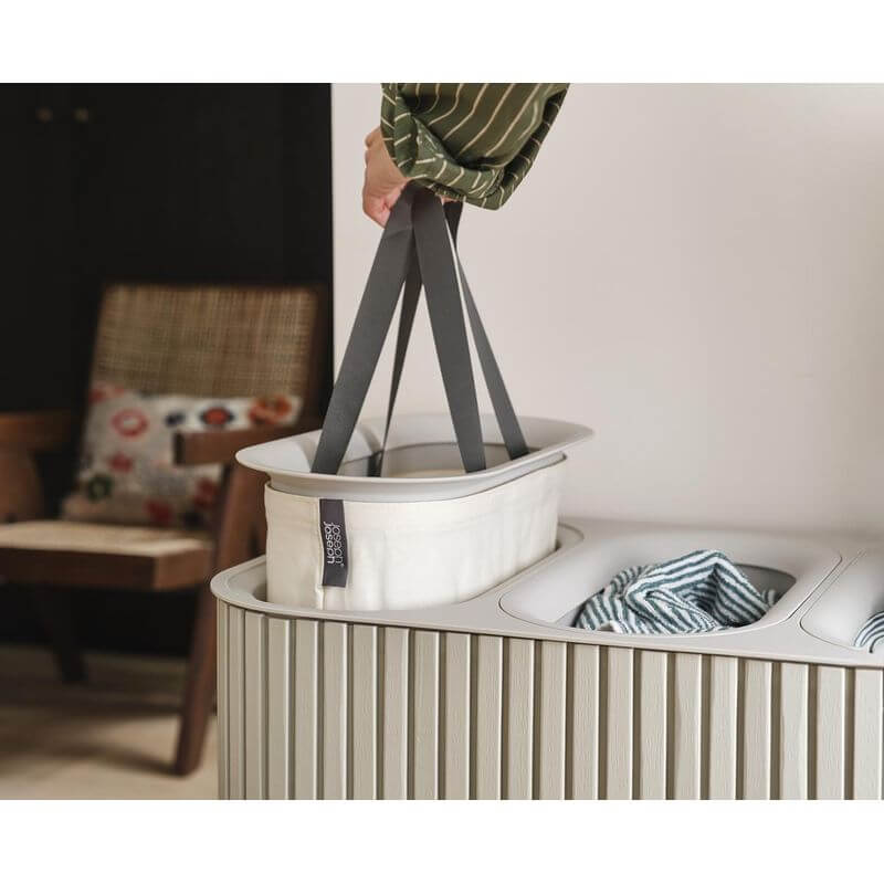 Joseph Joseph Tota Trio Luxe 90L Divided Laundry Basket Ecru - LAUNDRY - Hampers - Soko and Co