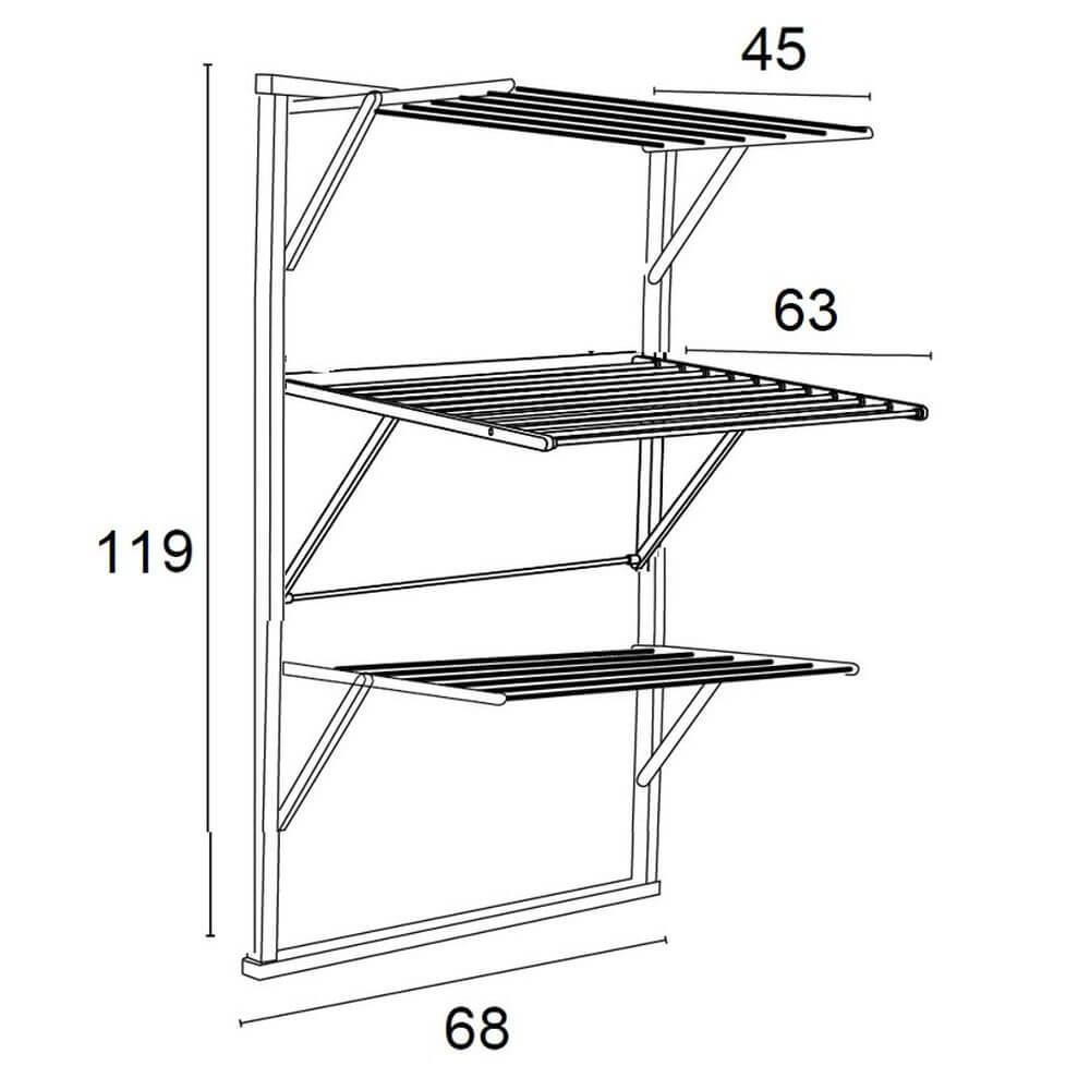 Karim 3 Tier Wall Mounted Clothes Airer White - LAUNDRY - Airers - Soko and Co