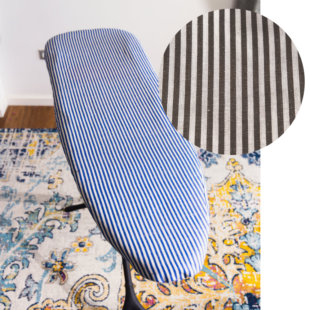 Medium Provincial Stripe Linen Ironing Board Cover Black - LAUNDRY - Ironing Board Covers - Soko and Co